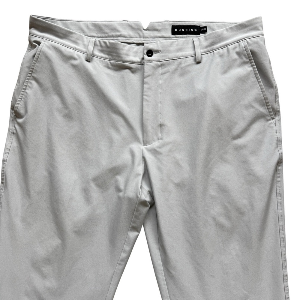Dunning Men's Golf Pants 38x32 Light Gray Performance Stretch Chino Flat Active